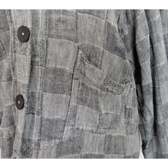 Mill Valley Clothing Company Tunic Top Gray Linen Mixed Pattern Misses Size L - Picture 3 of 6